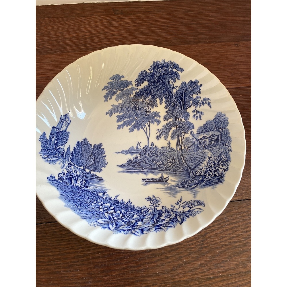 The‎ Ferry Blue Serving Bowl Ironstone By Swinnertons Scalloped Edge
